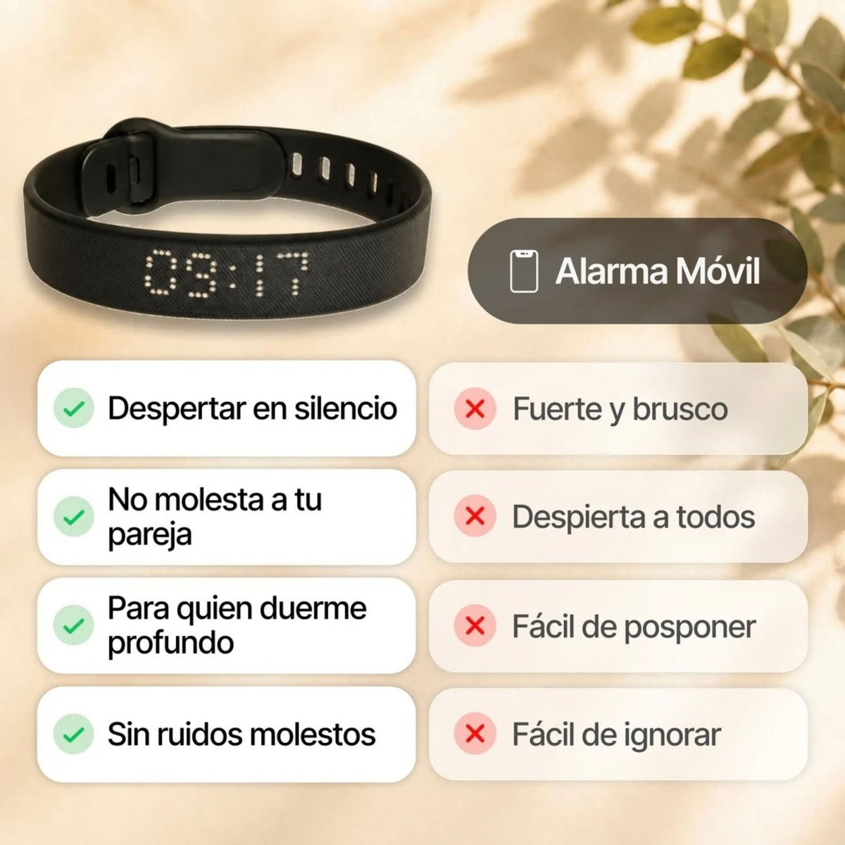 Respirum® Pulsera despertador con vibración silenciosa