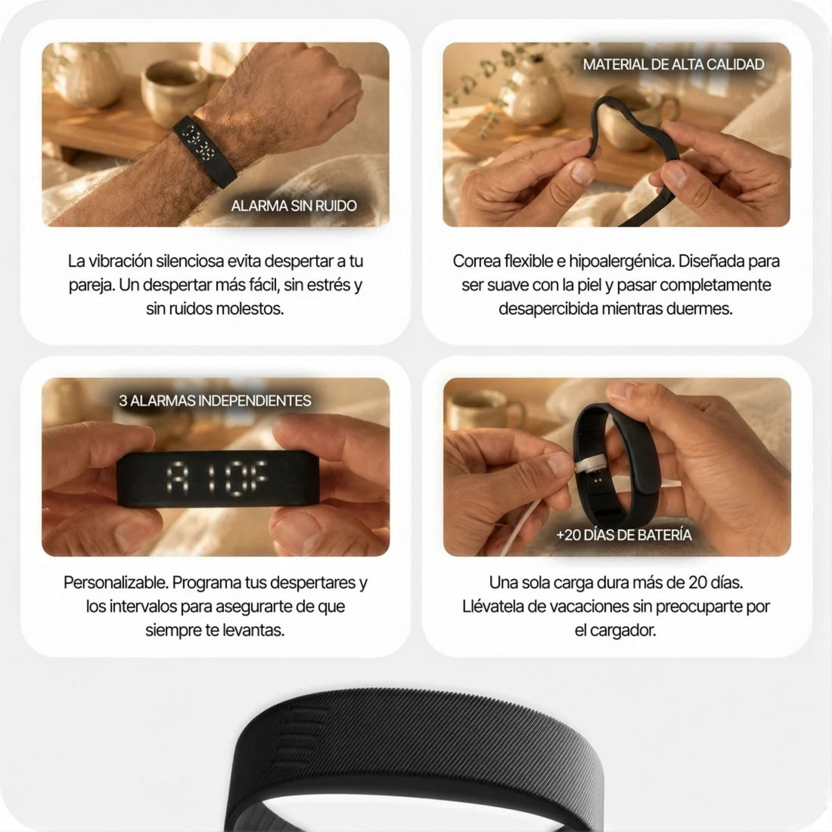 Respirum® Pulsera despertador con vibración silenciosa